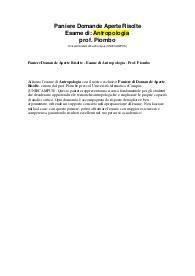 Paniere Domande Aperte Risolte - Esame di Antropologia - Prof. Piombo