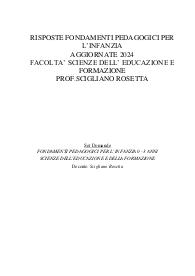 Risposte domande chiuse e aperte fondamenti pedagogici per l'infanzia 0-3 anni aggiornate 2024 uniecampus