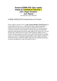 PANIERE COMPLETO 2025 Letteratura Francese 1 Prof. Pigozzo