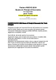 PANIERE NUOVO 2024 Esame di Principi di Economia Prof. Tordo eCampus