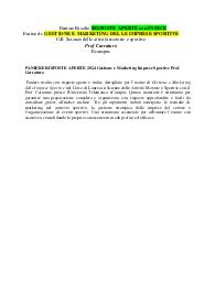 PANIERE RISPOSTE APERTE 2024 Gestione e Marketing Imprese Sportive Prof. Carraturo
