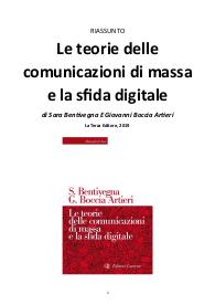 Riassunto "Le Teorie delle Comunicazioni di Massa", di S. Bentivegna & G. Artieri - 2019
