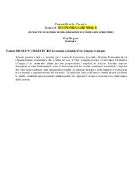 Paniere RISOLTO CORRETTO 2025 Economia Aziendale Prof. Zingone eCampus