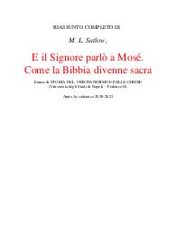M. L. Satlow, E il Signore parlò a Mosé. Come la Bibbia divenne sacra