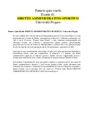 Paniere Quiz Risolti DIRITTO AMMINISTRATIVO dello SPORT - Università Pegaso