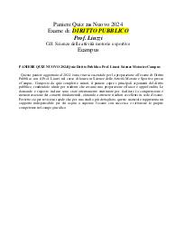 PANIERE QUIZ NUOVO 2024 Quiz Diritto Pubblico Prof. Liuzzi Scienze Motorie eCampus