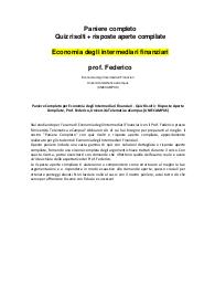 Economia degli intermediari finanziari prof. Federico paniere completo