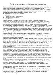 Appunti sul Codice Deontologico dell'Assistente Sociale.