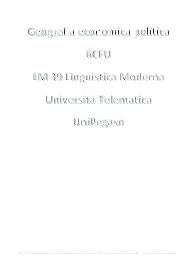 Geografia economica politica - 6CFU - LM 39 Linguistica Moderna - UniPegaso