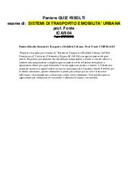 Paniere Risolto Sistemi di Trasporto e Mobilità Urbana - Prof. Fonte UNIPEGASO