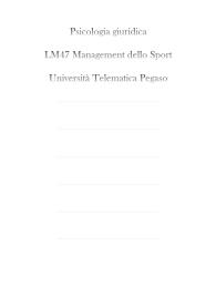 Psicologia giuridica - LM47 Management dello Sport - UniPegaso