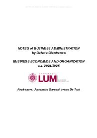 Appunti di Business Administration - LUM 2024/2025