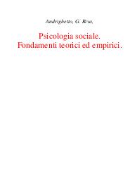 Psicologia sociale. Fondamenti teorici ed empirici - Andrighetto; G. Riva