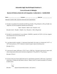 Chimica Generale ed Inorganica Prove D’Esame