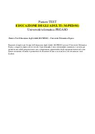 Paniere Test Educazione degli Adulti (M-PED/01) – Università Telematica Pegaso