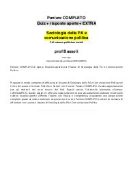 Paniere COMPLETO Quiz + risposte aperte+ EXTRA Sociologia della PA e comunicazione politica