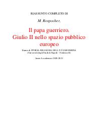 M. Rospocher, Il papa guerriero. Giulio II nello spazio pubblico europeo