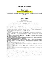 Paniere Quiz Risolti - Storia della Filosofia 1