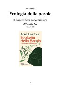 Riassunto "Ecologia della Parola. Il Piacere della Conversazione" di A. Tota, 2020