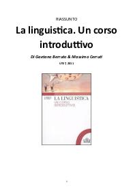 Riassunto "La linguistica. Un corso introduttivo" di G. Berruto & M. Cerruti, 2011