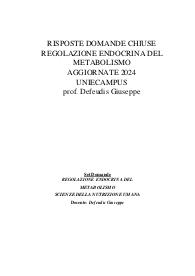 Risposte domande chiuse regolazione endocrina del metabolismo aggiornate 2024