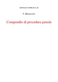 Compendio di procedura penale Mannarini