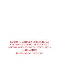 Risposte chiuse neuroscienze affettive cognitive e sociali aggiornate 2023