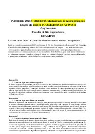 PANIERE 2025 CORRETTO Diritto Amministrativo II Prof. Nunziata Giurisprudenza