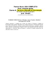 PANIERE COMPLETO Nuovo 2024 Quiz + Aperte Tecniche e Modelli di Psicoterapia Prof. Vincelli