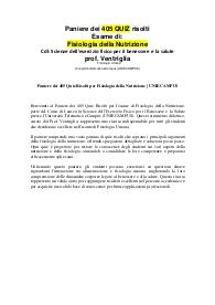 Paniere dei 405 Quiz Risolti per Fisiologia della Nutrizione | UNIECAMPUS