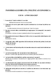 Paniere Politica Economica LM56 - PEGASO Aggiornato anno 2024-2025
