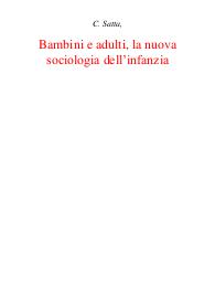 C. Satta, Bambini e adulti, la nuova sociologia dell’infanzia