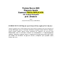 PANIERE NUOVO 2025 Risposte Aperte Esame di Fisica Applicata Prof. Zimatore