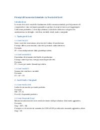 Appunti sulla Teoria dei Costi, Economia