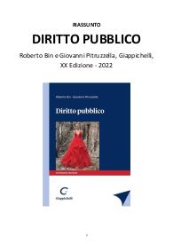 Riassunto "Diritto Pubblico" di R. Bin & G. Pitruzzella, VENTESIMA EDIZIONE - 2022