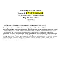 PANIERE QUIZ CORRETTI 2025 Lingua Inglese Prof.ssa Pasquali UNIECAMPUS