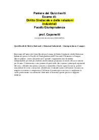 Quiz Risolti di Diritto Sindacale e Relazioni Industriali - Giurisprudenza eCampus