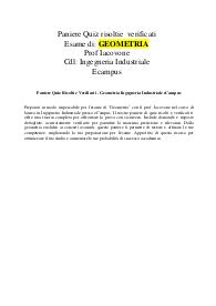 Paniere Quiz Risolti e Verificati - Geometria Ingegneria Industriale eCampus