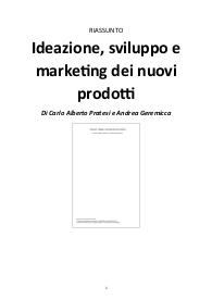 Riassunto "Ideazione, sviluppo e marketing dei nuovi prodotti" di Pratesi & Geremicca - MIS Roma Tre