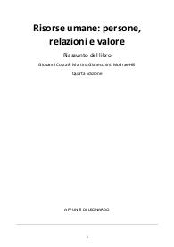 Riassunto del libro "Risorse umane: persone, relazioni e valore" - McGrawHill - IV Ed