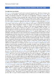 Appunti completi di Letteratura Francese e Traduzione | Lezioni + traduzioni + libri