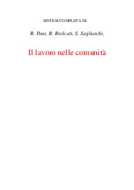 Il lavoro nelle comunità
