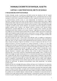 riassunto MANUALE DI DIRITTO DI FAMIGLIA di Auletta