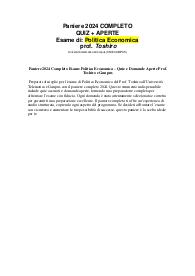 Paniere 2024 Completo Esame Politica Economica – Quiz e Domande Aperte Prof. Toshiro eCampus