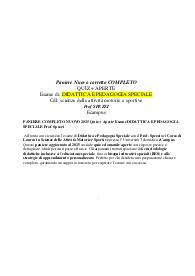 PANIERE COMPLETO NUOVO 2025 Quiz + Aperte Esame DIDATTICA E PEDAGOGIA SPECIALE Prof. Spezzi