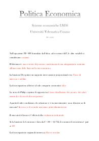 BD Politica Economica - Scienze economiche LM56 - Unicusano