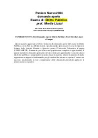 PANIERE NUOVO 2024 Domande Aperte Diritto Pubblico Prof. Mirella Liuzzi eCampus