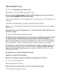 Schema riassuntivo "The Winter's Tale", docente Stelzer