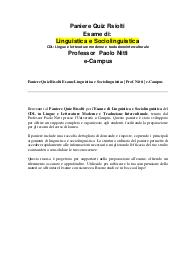 Paniere Quiz Risolti Esame Linguistica e Sociolinguistica | Prof. Nitti | e-Campus