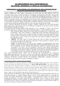 LA TRANSIZIONE ALLA GENITORIALITA’ DA COPPIE MODERNE A FAMIGLIE TRADIZIONALI